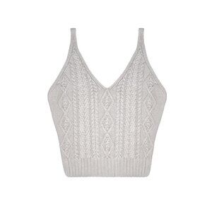 Classic Cotton Cable Knit V-Neck Tank Top by Canada Knitwear